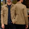Men S Casual Slim Fit Single Breasted Collared Long Sleeve Solid Color Warm Jacket