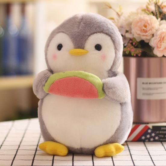 Cute Penguin Hugging Fruit Plush Stuffed Doll Kids Toy Home Decor Valentine Gift