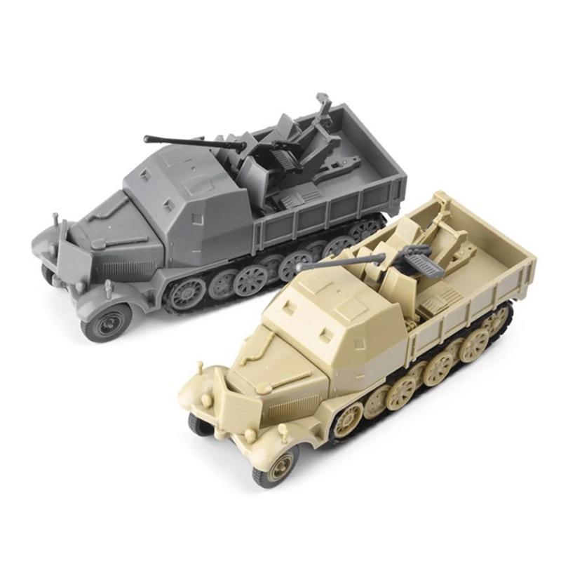 1:72 Scale Miniature Half Track Armored Vehicle Model Toys World War II FLAK37 4D Assembly DIY Kit