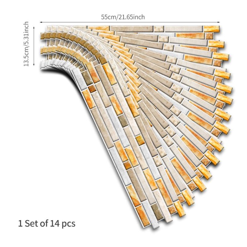 

14 шт. элегантные желтые мраморные наклейки на кухонную плитку для ванной комнаты, самоклеящиеся стены, декор для дома, сделай сам 14pcs