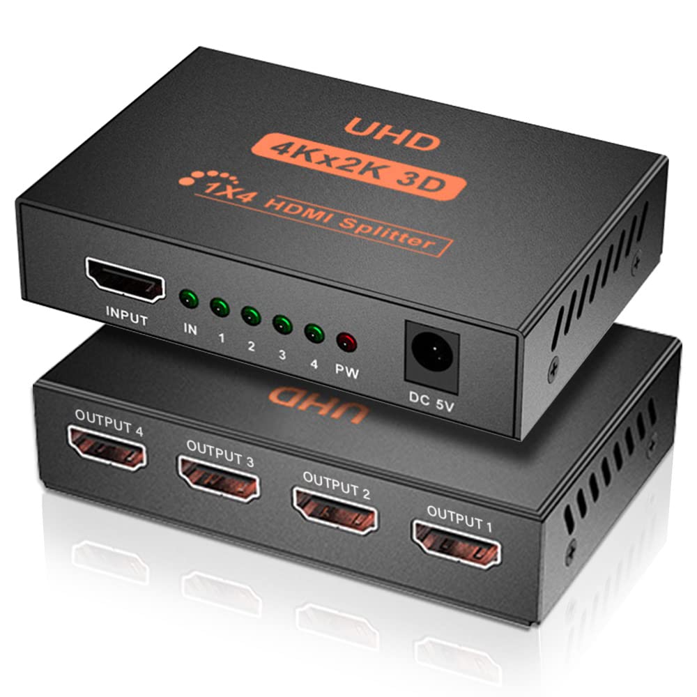 HDMI 1 4 HDMI 4 Screens Simultaneous Metal Body with Fast Heat Durable HDMI 4K HDMI DVD USB Power Japanese Instruction Manual Included 4 Splitter,