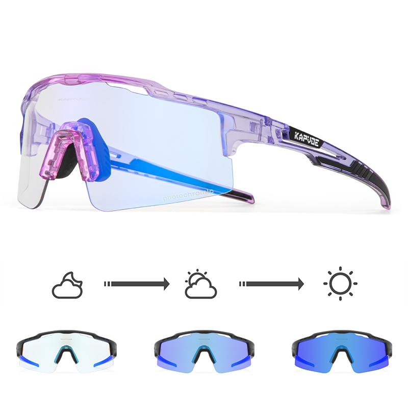 Kapvoe Photochromic Cycling Glasses Sunglasses for Men Women Sport Speed Road Mtb Mountain Bike Bicycle Cycl Eyewear Goggle