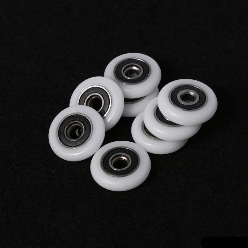 8PCS Castors Kit For Shower Cabin Doors Wheel 23 25 27mm Top Bottom Double With Button Mount For Glass 23mm