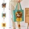 Pet Carrier with Head Hole Canvas Cat Purse, Plush Lion Tote Safe for Kittens Hole, Safety Buckle, Foldable Shoulder Bag Carrying Cats Small