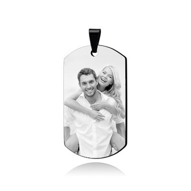 Personalized Stainless Steel Military Tag Photo Necklace with Laser Engraving for Couples