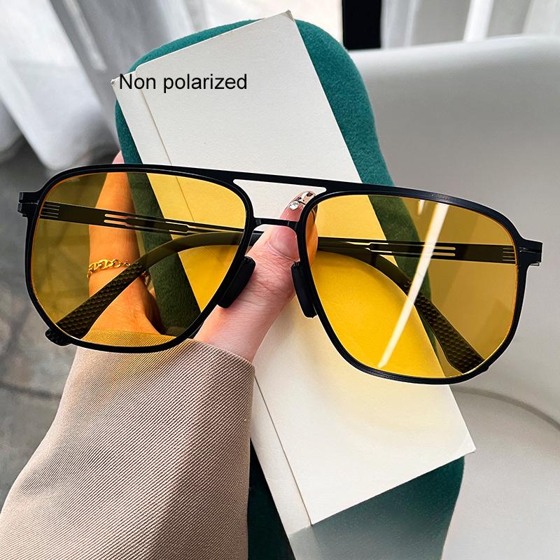 Non-polarized Pilot Sunglasses Men FashionDouble Beam Metal Frame Square Glasses Night Vision Driving Male/female Glasses