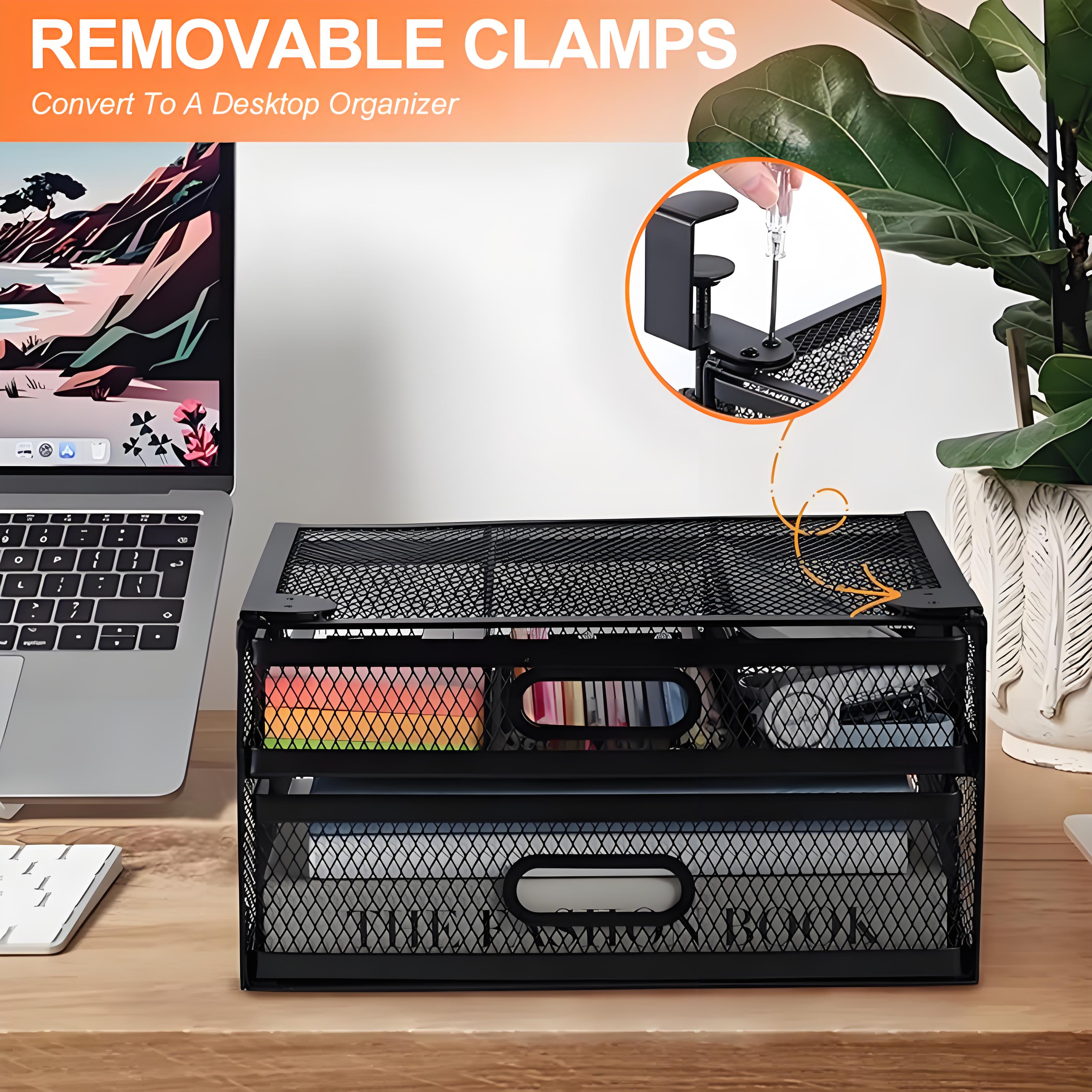 Desktop drawer organizer clip-on type mesh metal desktop drawer accessory 2 drawers slide out чёрный 4990₽