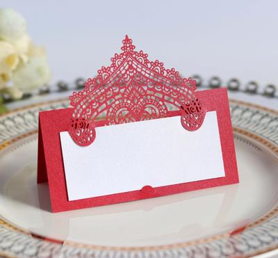 50p 3D Lace Table Card, Hollowed-out Festive Handwritten Wedding Table Name Card Banquet Hotel Seating Card, Party Decoration