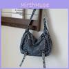 Bolso Retro de Tela Vaquera para Mujer con Gran Capacidad y Remaches Metálicos para Uso Diario