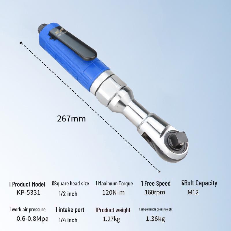 Gaobao 1/2 & 3/8 Inch 90° Pneumatic Ratchet Wrench - Right Angle Air Impact Tool