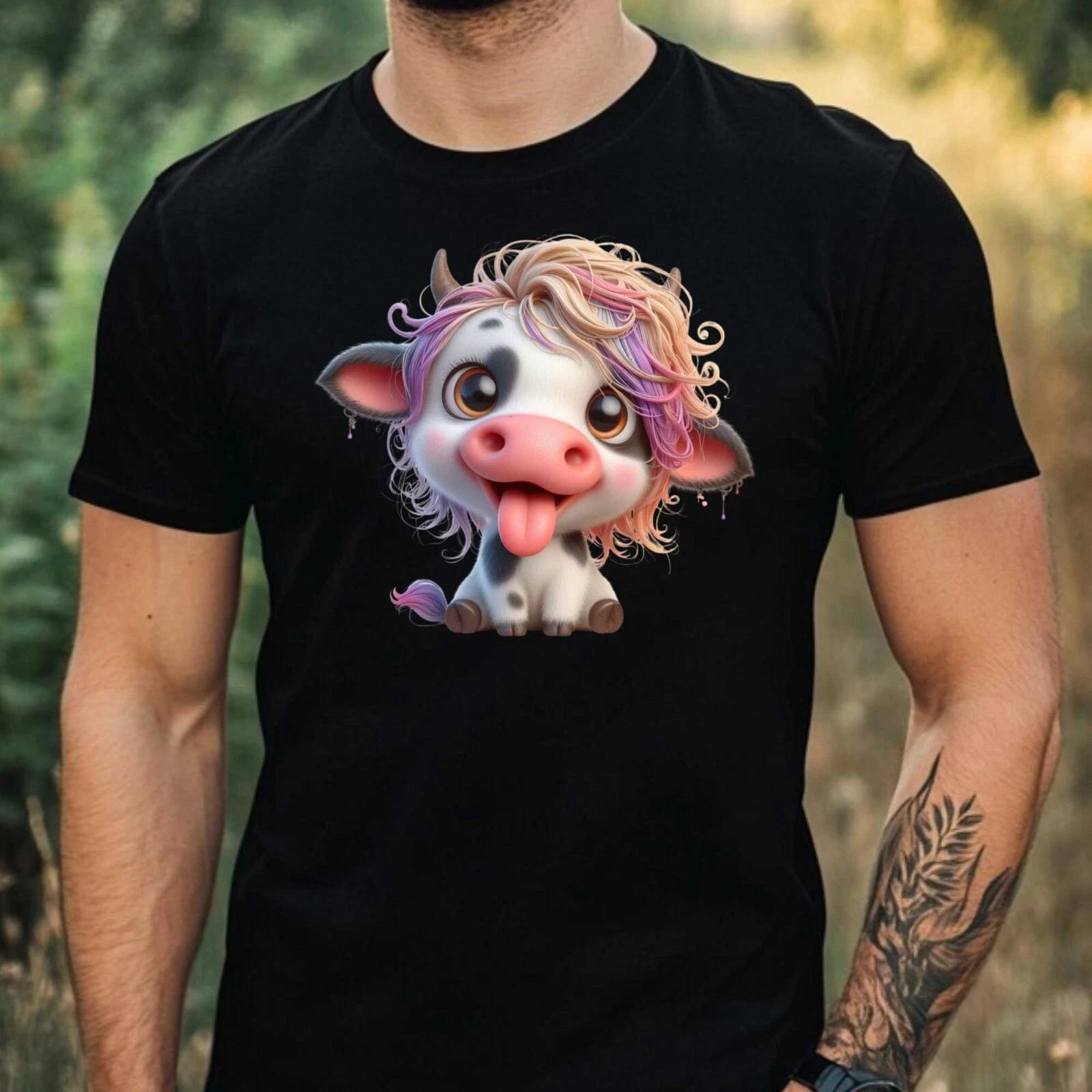 T-Shirt Herren Lustige Kuh Motiv Baumwolle Größe XS bis 5XL XL