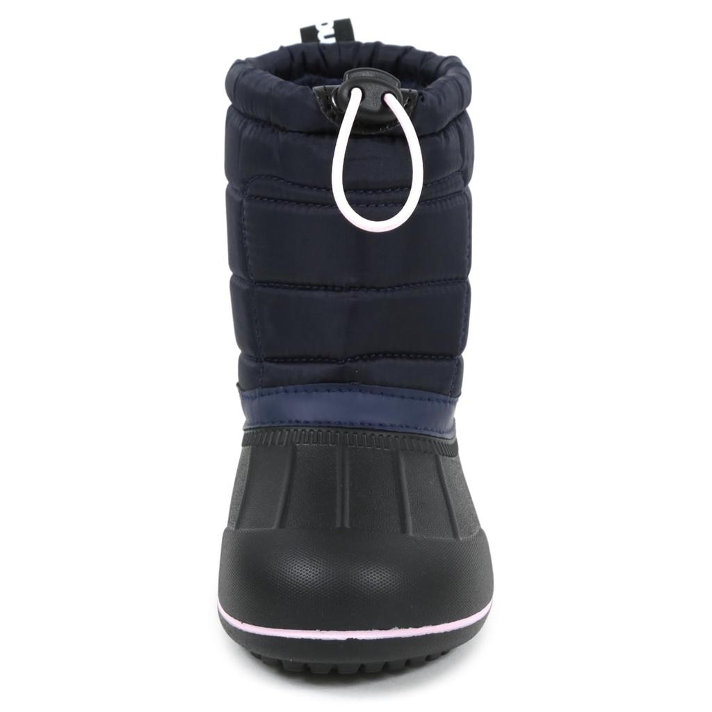 Mozu Bean Down Boots with Inner Boa and Elastic Cuffs, Winter Boots, Kids' Size, Navy, 16.0 Cm
