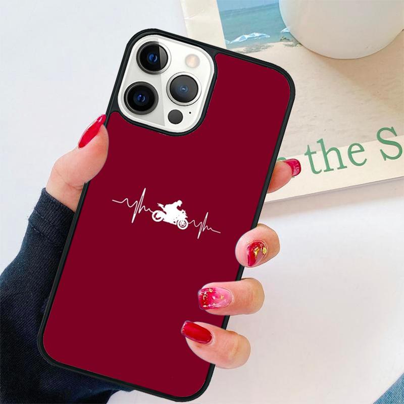 Motorcycle Heartbeat Phone Case For iPhone 17 Air 16 pro max 15 14 plus 12 13 Soft Bumper Shell Cover coque