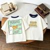 Double Side Print T-shirt For Kids Clothing Summer Simple Fashion Girl Boy Short Sleeve Tops Tees Children's Wear Casual Tshirts
