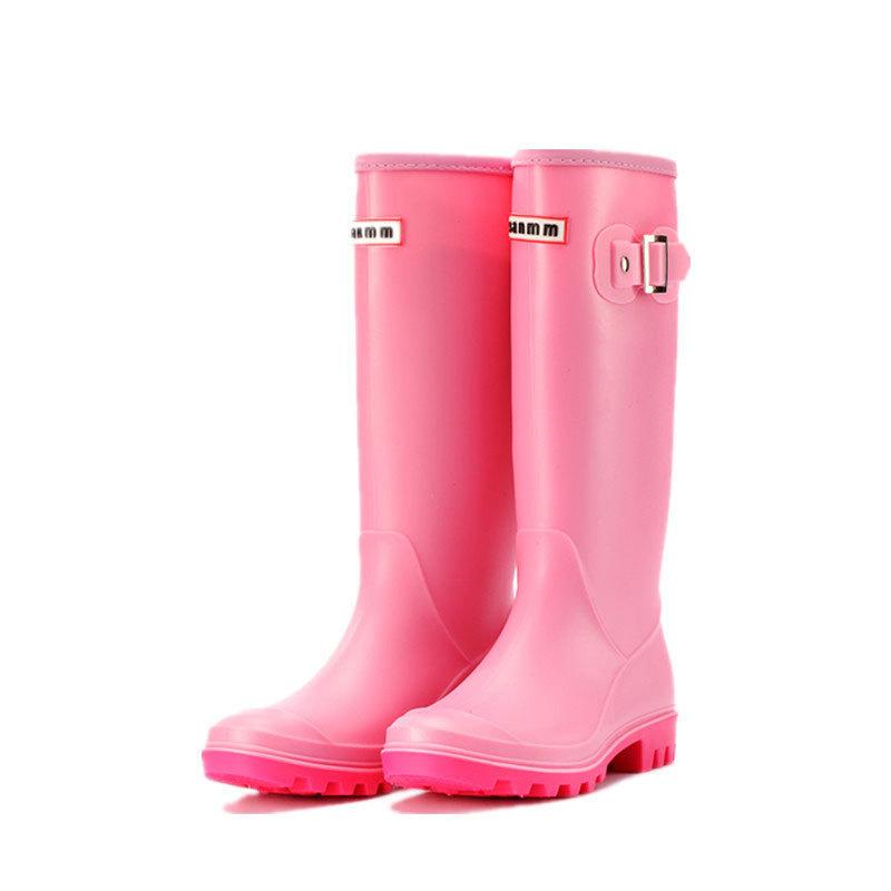 Wasserdichte Regenstiefel für Damen, kniehohe Gummistiefel, modische PVC-Regenstiefel, Damenstiefel, Outdoor-Wasserschuhe 7 rosa