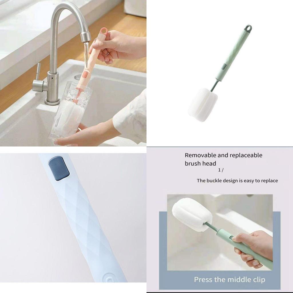 Versatile Sponge Cleaning Cup Brush With Long Handle And Removable Head For Easy Washing