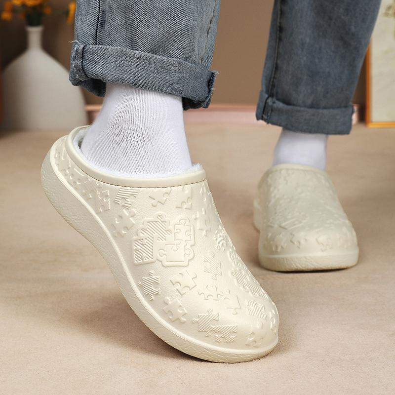 New Winter Unisex Home Cotton Shoes Warm Plush Slippers Couple's Indoor Anti-slip House Slides Men And Women Soft EVA Shoes