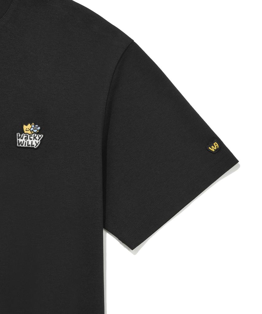 WACKY WILLY Double Kiki Wappen Short Sleeve T-Shirt Black