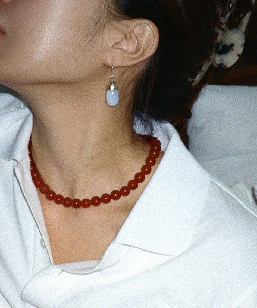 Marta 925 Silver. Carnelian Necklace (10Mm)