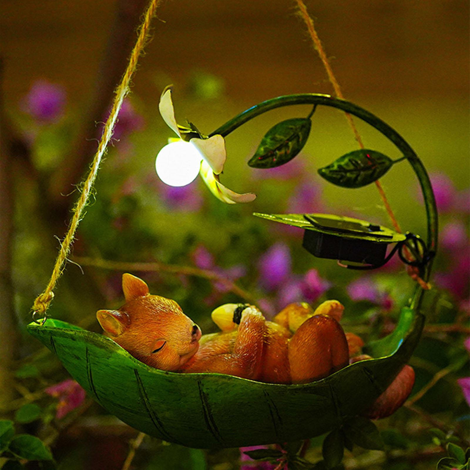 

Животное висит солнечный свет декоративная статуя искусство садовая лампа украшение для Squirrel