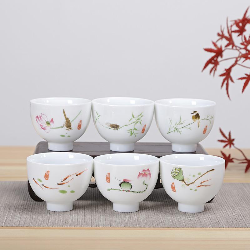 6ks čínský modrobílý porcelánový keramický čajový set Ručně malovaný šálek na čaj Šálky na kávu Šálky na víno Nádobí na pití