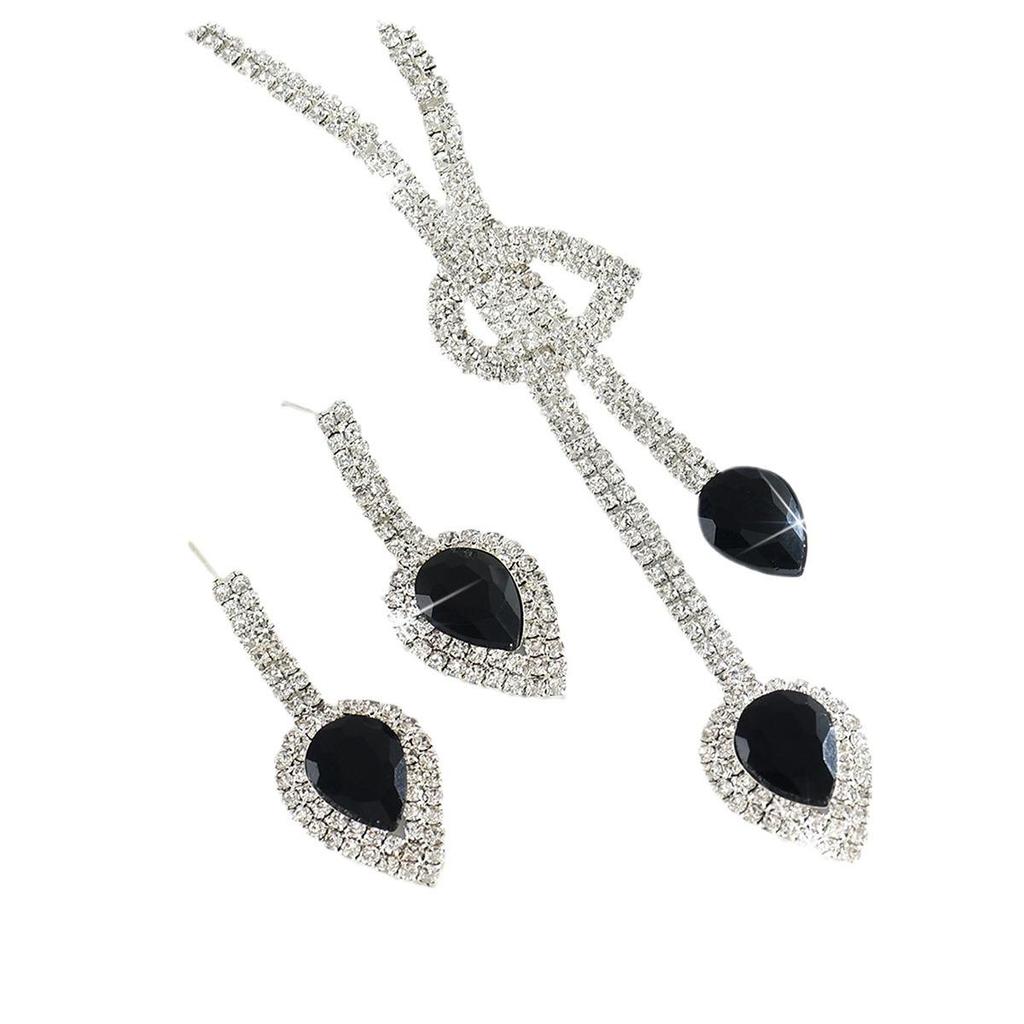 Elegant Rhinestone Necklace and Earring Set - European & American Style Bridal Jewelry Accessories