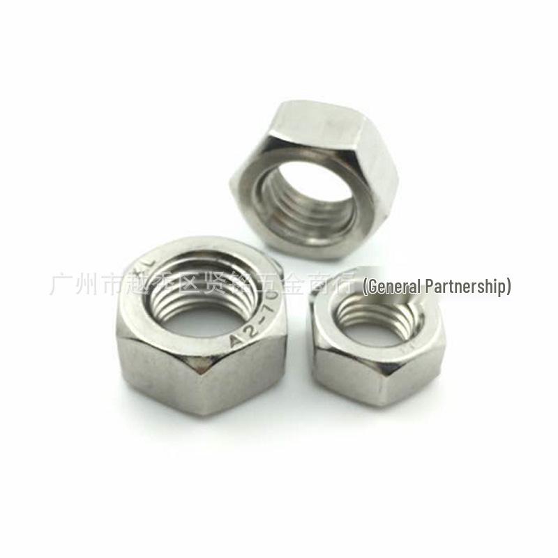 304 Stainless Steel Hex Nut DIN934, White Zinc-Plated, M3-M24