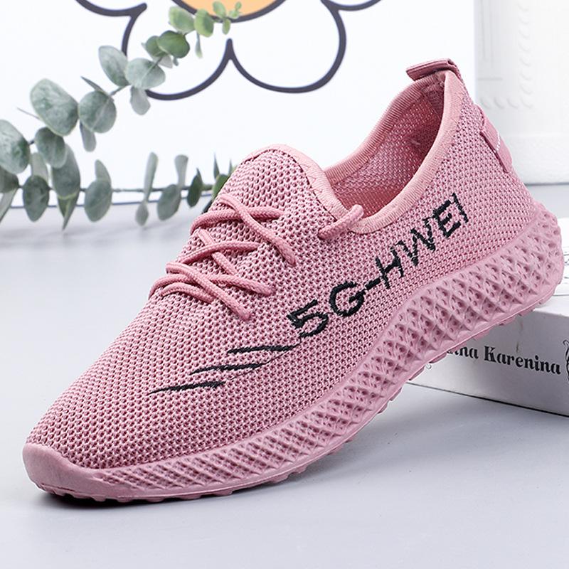 Women's Fly-woven Single Shoes, Lace-up Light and Breathable Women's Sneakers, Comfortable Soft Soles for Women