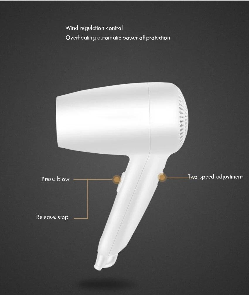 1400 W nástěnný vysoušeč vlasů pro suchou pokožku Závěsný vysoušeč vlasů s 2rychlostním fénem, ​​bílý pro koupelnu a domácnost