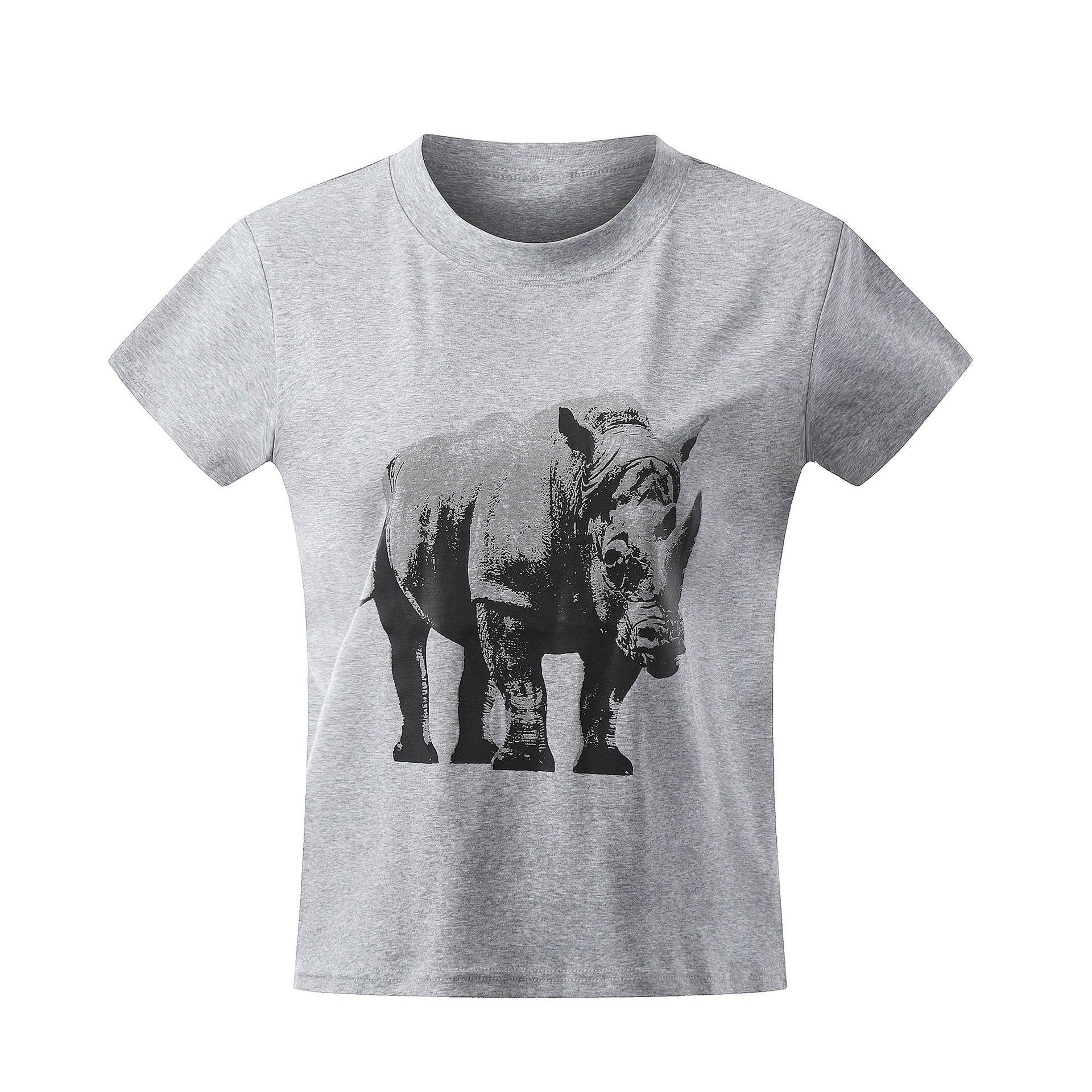 2025 модные новые мужские футболки Y2k уличная одежда с принтом носорога графические топы футболки летние повседневные футболки с коротким рукавом с круглым вырезом мужские S серый