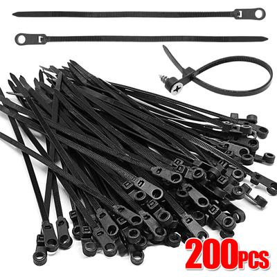 100/200Pcs Screw Hole Cable Ties Nylon Mount Self Locking Loop Wrap Bundle Heavy Duty Fixed Cable Tie Wire Fastening Straps