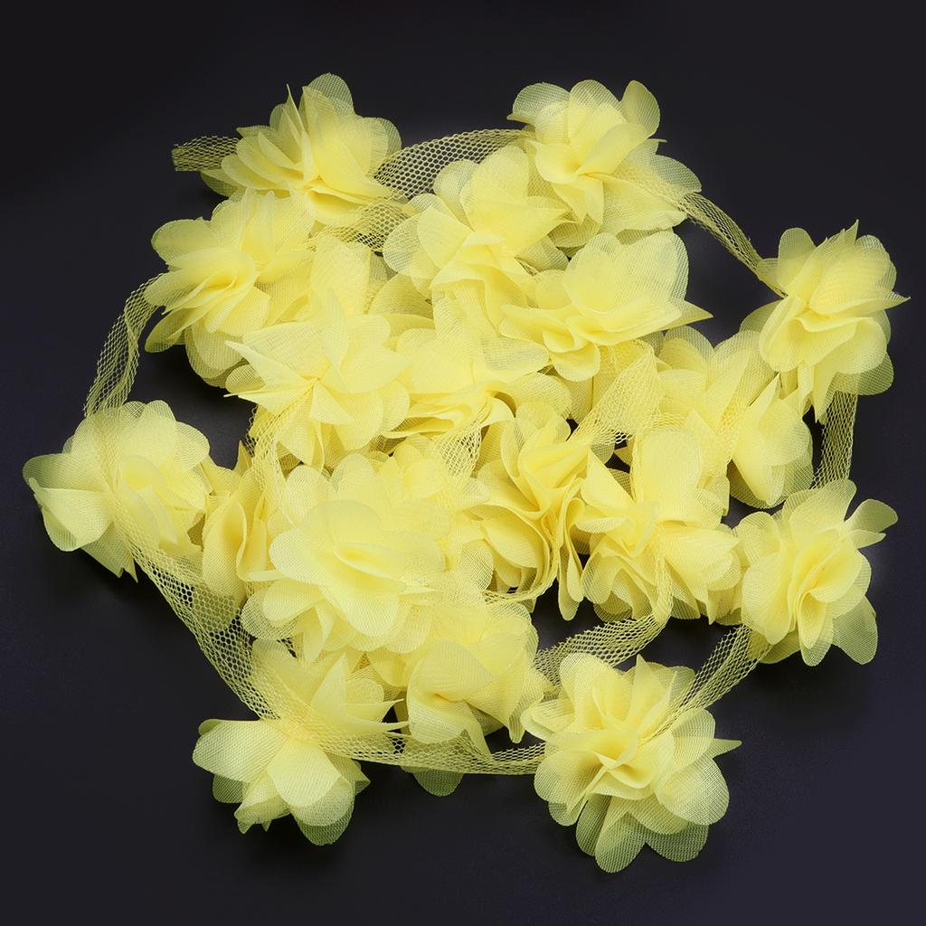 20pcs 5.5cm Chiffon Cluster Flowers Colorful Artificial Flowers For DIY Wedding Party Lace Trim Clothing Gifts Decor Accessories