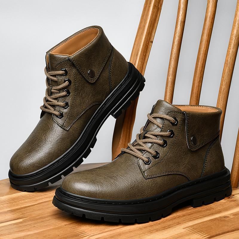 Fashion Fashion Men's Casual Genuine Leather Chelsea Boots Design High Top Shoes Men Winter Plush Snow Boots Classic Comfy Ankle Boots