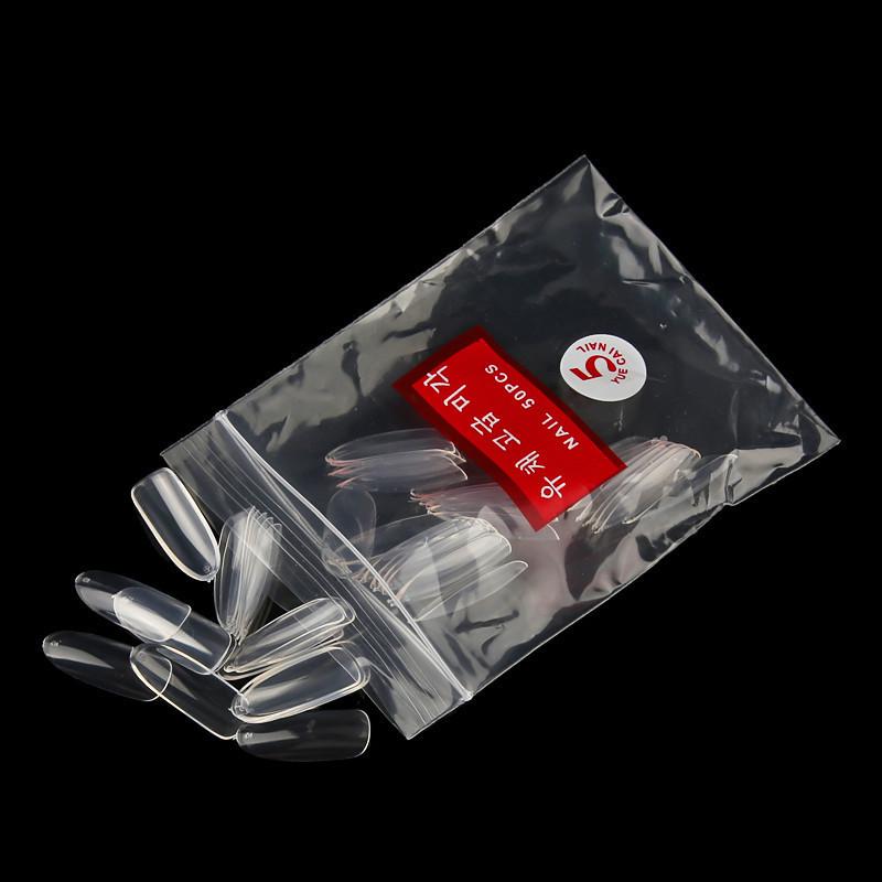 Korean Oval Full Cover Transparent Nail Tips – 500 Pcs Natural White Round Head