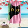 Black Cat Peeking Pink Towel Beach Towel Quick-drying for Travel Outdoor Sports Jogging Beach and Swimming