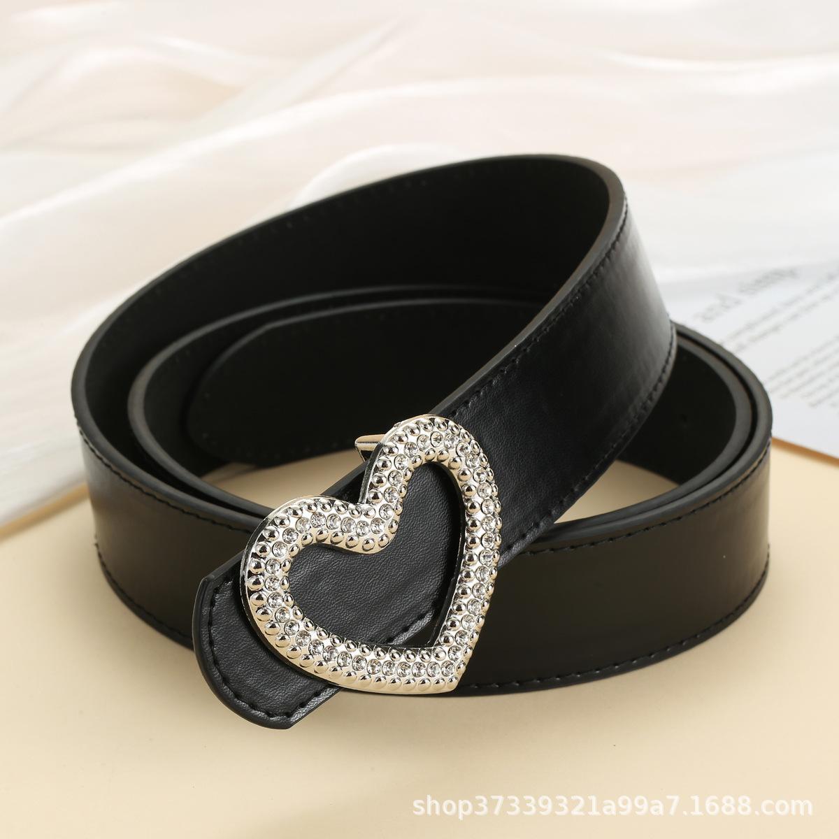 

Taoxin Love Diamond Buckle Женский ремень из искусственной кожи Простой ремень Декоративный ремень для костюма Tide 112cm чёрный