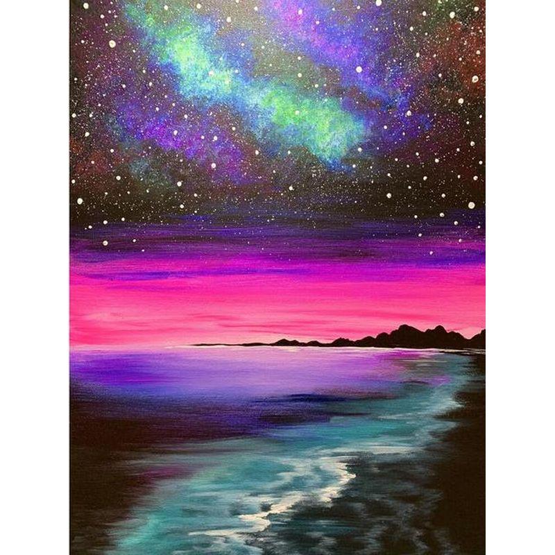 Diamond Embroidery Seaside Sunset Scenery Diamond Painting Light Full Round Mosaic Diy Art Handmade For Adults