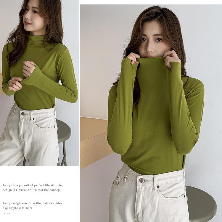 Women's Modal Turtleneck Undershirt Long Sleeve T-shirt Spring Autumn Winter Solid Color Stretch Tight Top