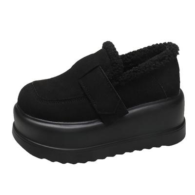 Retro Platform Plus Warm Shoes for Woman Chunky Work Comfrtable Furry Hot Demi-season Comfortable and Elegant Women's Snow Boots