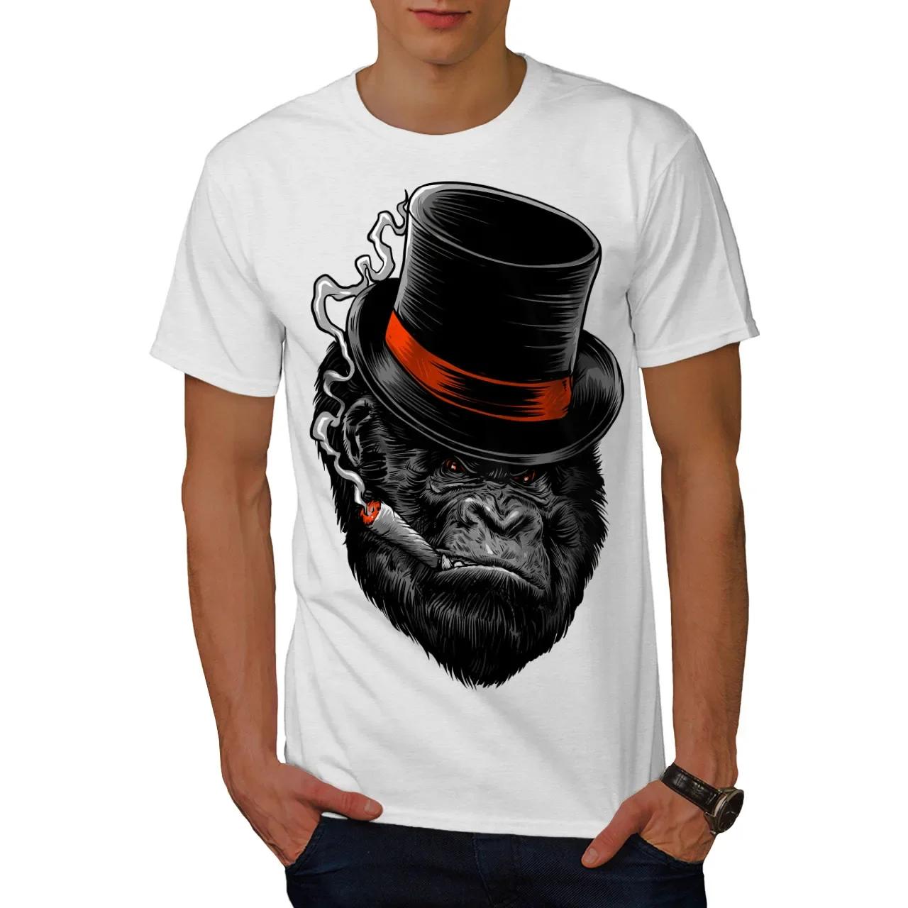 Funny Mafia Chimpanzee Ape Smoking Graphic TShirt 100 Cotton ONeck Short Sleeve Summer Casual Mens Tshirt Streetwear S