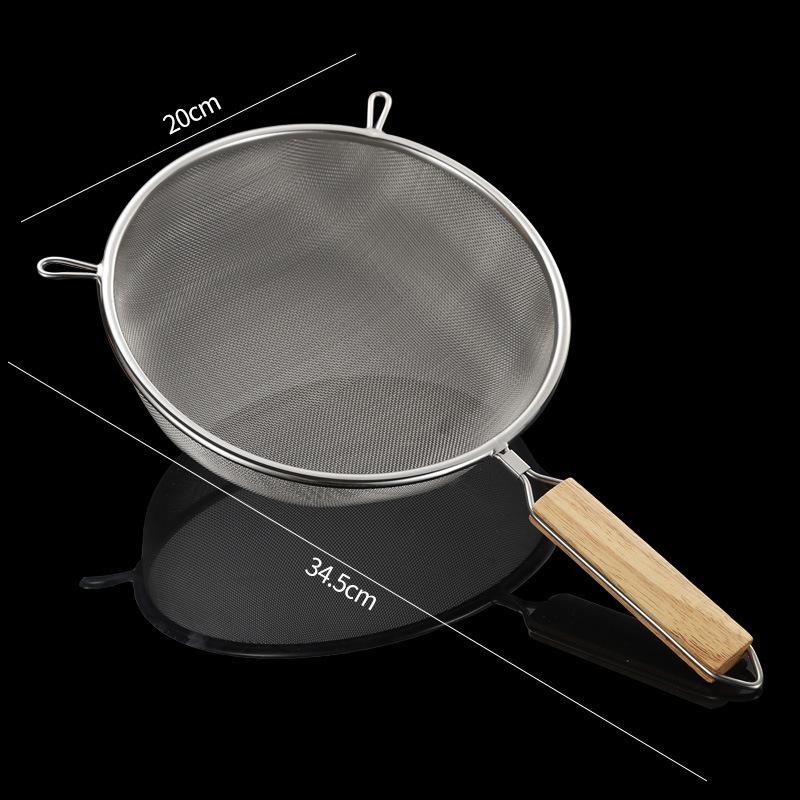 Kitchen Multi-functional Strainer Stainless Steel Filter Spoon with Wooden Handle Fried Food Gadgets Tool Wire Fine Mesh