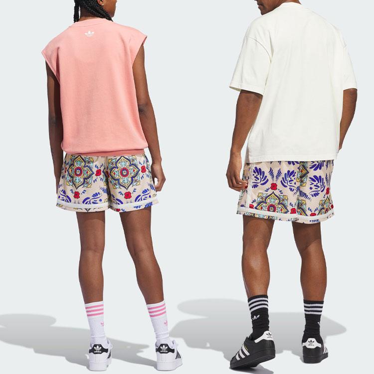 Adidas Originals Allover Floral Print Drawstring Shorts Unisex Shorts Sand-Brown IN4238