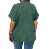 Women's Fashion Short Sleeve V Neck Button Up Blouse Stylish Casual Plus Size Top