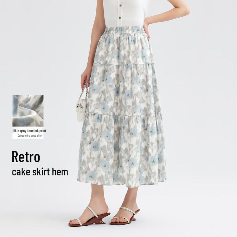 FivePlus Floral A-Line Maxi Skirt L