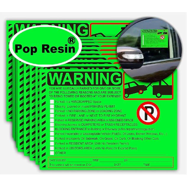 50 Pcs Parking Violation Stickers Notice Parking Violation Labels Tow Stickers For Car Vehicle Private Warning Tag Adhesive Car Window Fluorescent