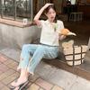 Summer Short Sleeve White Lace Blouse Women Sweet Doll Collar Knitted T-shirt Elegant Fashion Hollow Out Casual Loose Short Shirt Lady Simple Clothing