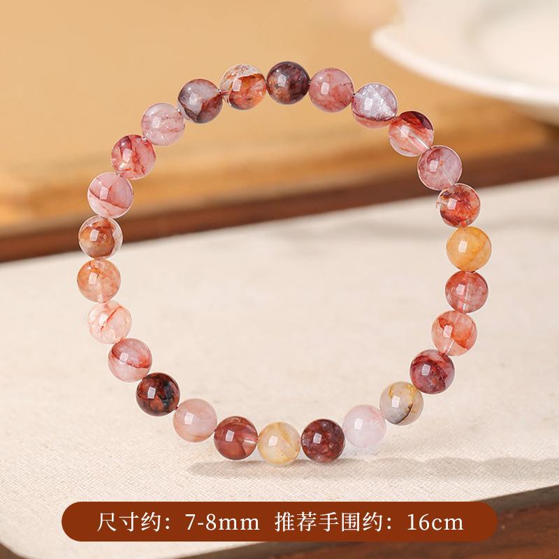 

New red crystal bracelet with gradient color and ice-effect round beads, single-loop women s accessory, direct delivery 【Eunchan7-8mm】Natural