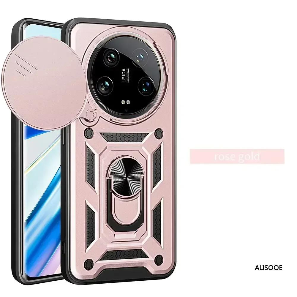 Armor Funda for Xiaomi 14 Ultra 15 Ultra Redmi A4 14C POCO C75 Case Slide Camera Ring Stand Holder Protection Cover Capa