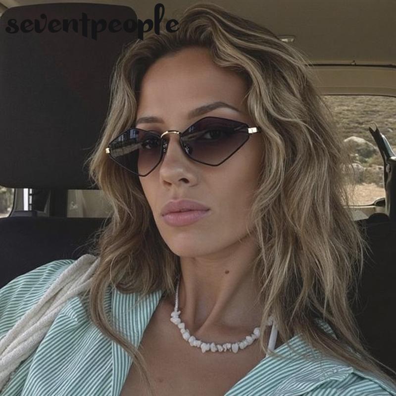 Y2K Punk Small Frame Polygon Sunglasses Women  Luxury Brand Vintage Cat Eye Sunglass Trendy Hexagon Shades For Ladies UV400