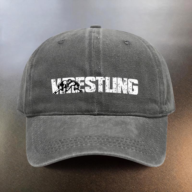 Wrestling Pattern Washed Cap Casual Outing Sunshade Baseball Hat Fashionable Couple Essential Hat Wrestling Enthusiast Souven 1pc